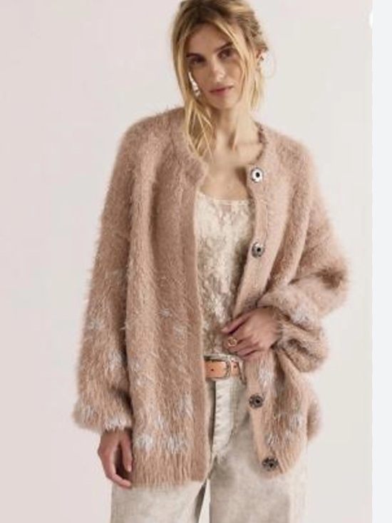 Free People Sweaters - Free People Wish Cardi Silver Rose Cardigan Large New With Tags